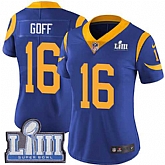 Women Nike Rams 16 Jared Goff Royal 2019 Super Bowl LIII Vapor Untouchable Limited Jersey,baseball caps,new era cap wholesale,wholesale hats